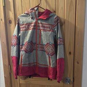 O'Neill Gray Jacket with Pink and Red Accents